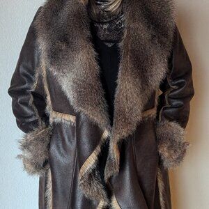 Donna Salyers Fabulous-Furs Dark Brown Wolf Cascade Full-Length Faux Fur Coat